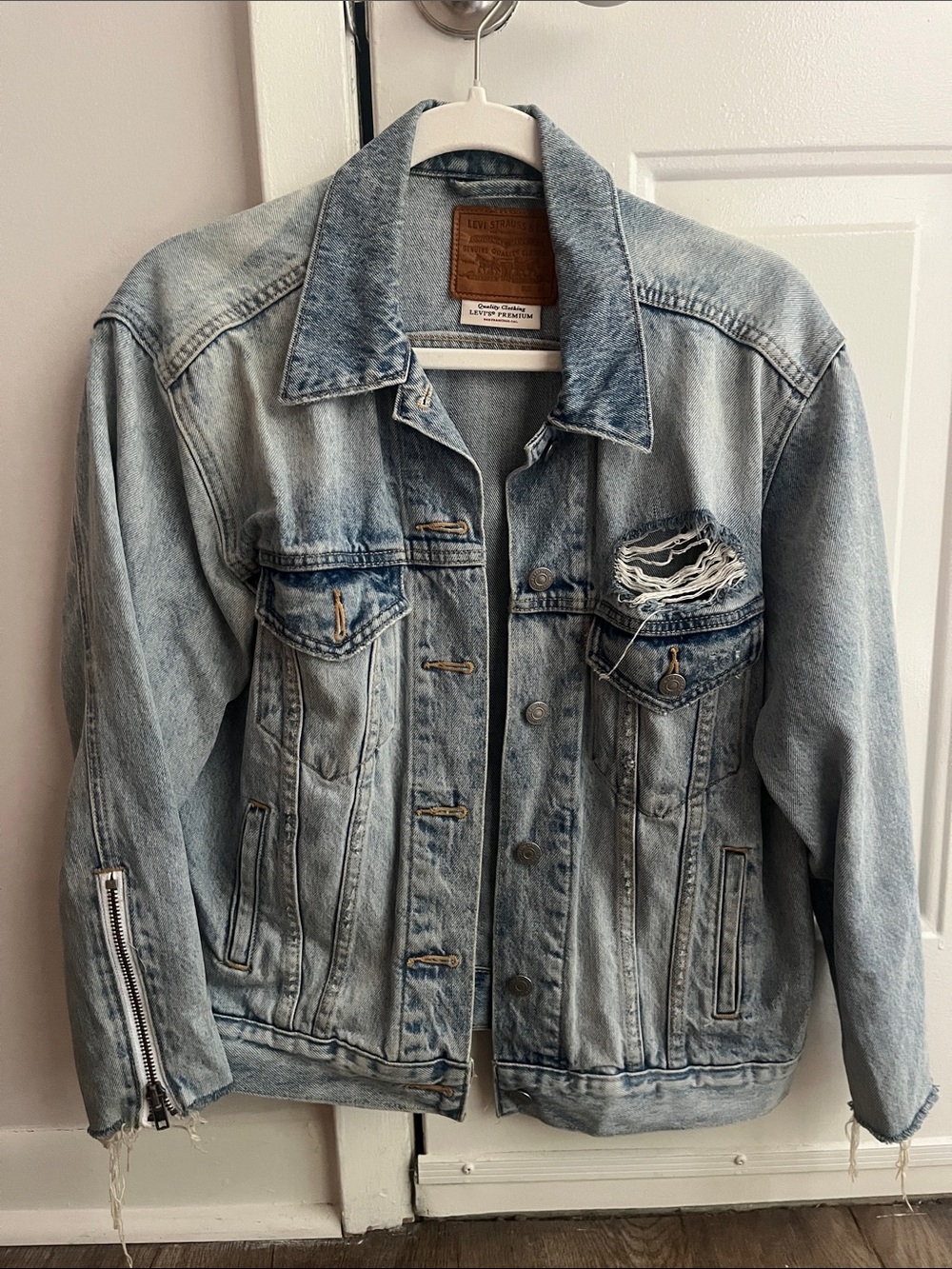 Levi's Light Wash Distressed Denim Jacket - women’s